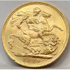 AUSTRALIA 1909 . ONE 1 SOVEREIGN . MELBOURNE . GOLD